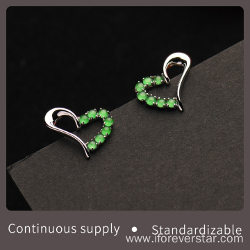 Full Green Color Icy Jadeite Stud Earrings